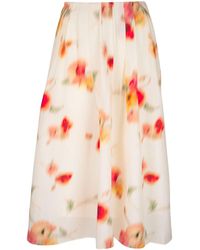 Vince - Floral-print Pleated Midi Skirt - Lyst