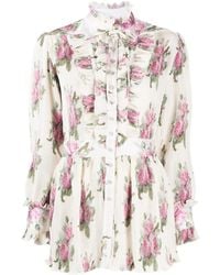 Rabanne - Ruffled Floral Blouse - Lyst