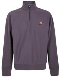 Carhartt - Half Zip American Script Embroidered Sweatshirt - Lyst