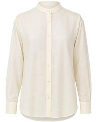 120% Lino - Chemise À Col Mao Et À Texture Flammée - Lyst