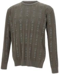 Iceberg - Logo-Pattern Crew-Neck Sweater - Lyst