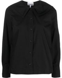 Ganni - Layered Bib-Collar Cotton Shirt - Lyst