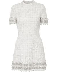 Carolina Herrera - Tweed Beaded Mini Dress - Lyst