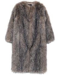 Maje - Long-Sleeved Faux-Fur Coat - Lyst