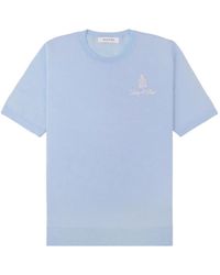 Sporty & Rich - Vendôme Crest-Embroidered Merino T-Shirt - Lyst