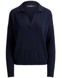 Ralph Lauren - Johnny-Collar Embroidered-Logo Sweater - Lyst