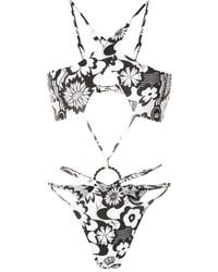 Amir Slama - Floral-Print Crossover Swimsuit - Lyst
