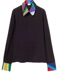 PUCCI - Abstract-Print Trim Silk Shirt - Lyst