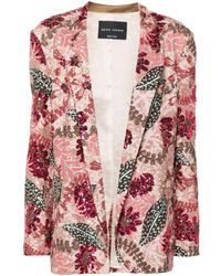 Hebe Studio - Embroidered Single-breasted Blazer - Lyst
