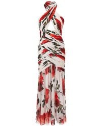 Carolina Herrera - Rose-Print Chiffon Midi Dress - Lyst