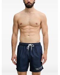 Trussardi - Logo-Print Drawstring Swim Shorts - Lyst