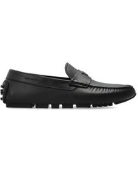 Emporio Armani - Logo-Detail Leather Loafers - Lyst