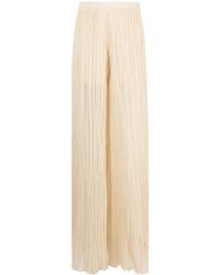 Alberta Ferretti - Semi-Sheer Pleated Silk Trousers - Lyst