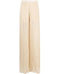 Alberta Ferretti - Semi-Sheer Pleated Silk Trousers - Lyst