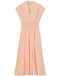 Tory Burch - V-Neck Linen Dress - Lyst