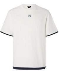 Fendi - T-Shirt Met Geborduurd Logo En Gelaagd Detail - Lyst