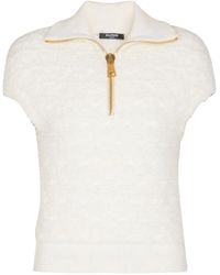 Balmain - Kurzärmeliges Oberteil mit Reißverschluss - Lyst