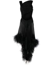 The Attico - Feather-trimmed Asymmetric Dress - Lyst