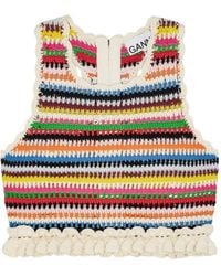 Ganni - Crochet Crop Top - Lyst