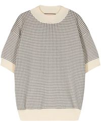 Plan C - Windowpane-jacquard Cotton T-shirt - Lyst