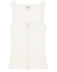 Courreges - Ribbed-Knit Zip-Up Tank Top - Lyst