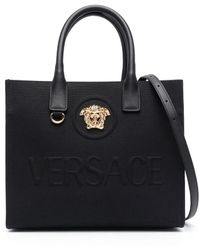Versace - La Medusa Canvas & Leather Tote - Lyst