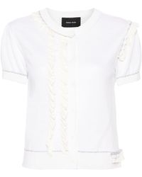 Simone Rocha - White Short-sleeved Ruffled Cardigan - Women's - Silk/merino - Lyst