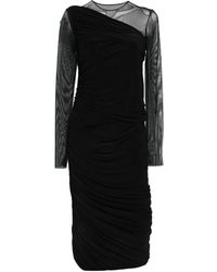 Norma Kamali - Gedrapeerde Midi-Jurk Met Lange Mouwen - Lyst