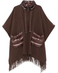 Herno - Fransen-Poncho mit gesteppter Tasche - Lyst