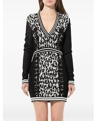 Balmain - Lace-Up Leopard-Print Dress - Lyst