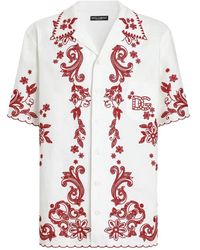 Dolce & Gabbana - Hawaii Linen Shirt With Cutwork - Lyst