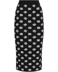 Dolce & Gabbana - Gonna midi con logo jacquard - Lyst