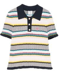 CASABLANCA - Chevron-Knit Polo Top - Lyst