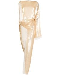 Rick Owens - Asymmetric Sequinned Chiffon Maxi Dress - Lyst