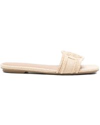 Emporio Armani - Rafia Flat Sandals - Lyst