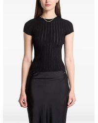 Guess - Ribbed-Knit Short-Sleeve T-Shirt - Lyst