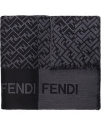Fendi Bufanda con flecos y logo FF - Negro