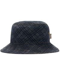 Burberry - Checked Denim Bucket Hat - Lyst