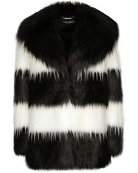 Dolce & Gabbana - ストライプ エコファー コート - Lyst