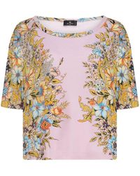 Etro - Floral-print Boat-neck T-shirt - Lyst