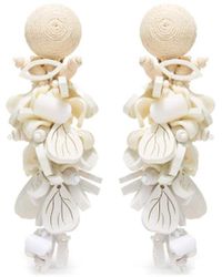 Oscar de la Renta - Wooden Flower Cluster Drop Earrings - Lyst
