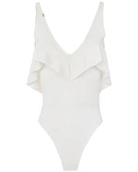 Elisabetta Franchi - Body À Volants Et Col En V - Lyst