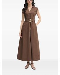 GAUDI - Vestido Midi Con Cinturón - Lyst