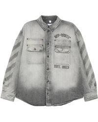 Off-White c/o Virgil Abloh - Diagonals-Print Embroidered Denim Military Jacket - Lyst