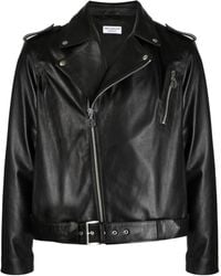 Honey Fucking Dijon - Slogan-Print Leather Biker Jacket - Lyst