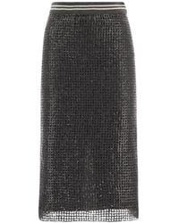 Brunello Cucinelli - Sequin-Embellished Midi Open-Knit Skirt - Lyst