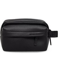 ARMANI EXCHANGE - Logo-Plaque Pebbled Wash Bag - Lyst