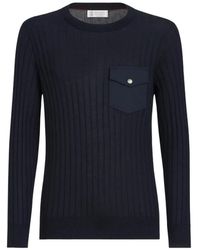 Brunello Cucinelli - Cashmere And Silk Ribbed Sweater With Chest Pocket - Lyst