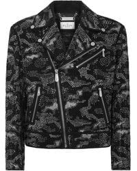 Philipp Plein - Strass Leather Biker Jacket Camouflage - Lyst