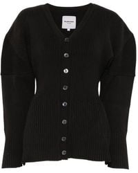 LA PISCINE - Ribbed-Knit V-Neck Cardigan - Lyst